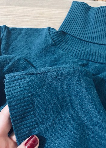 Kadın Mavi Balıkçı Yaka Triko Kazak - Görsel 3