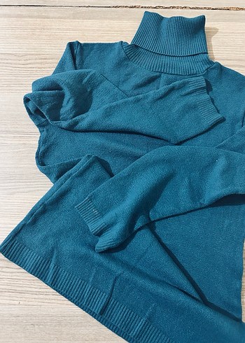 Kadın Mavi Balıkçı Yaka Triko Kazak - Görsel 2