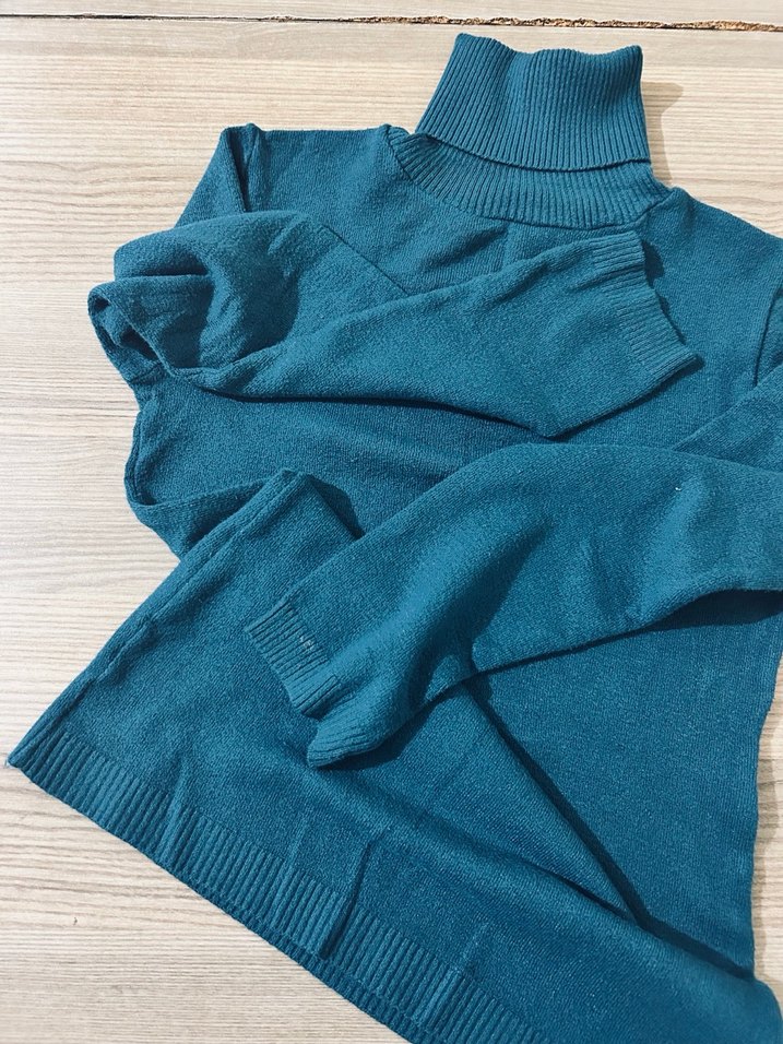 Kadın Mavi Balıkçı Yaka Triko Kazak - Görsel 2