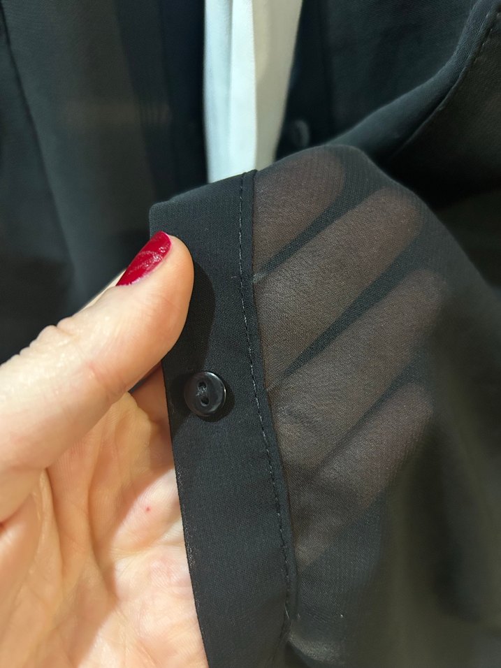 Zara Collection siyah, transparan gömlek - Görsel 5