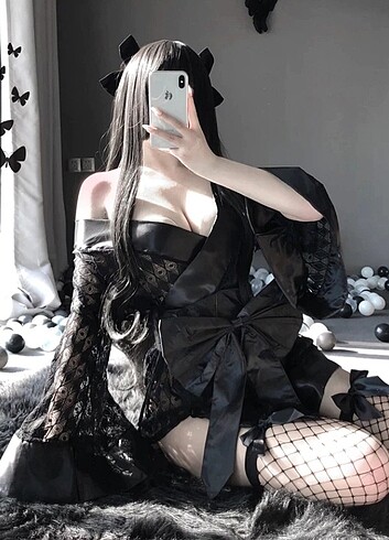 siyah danelli kimono