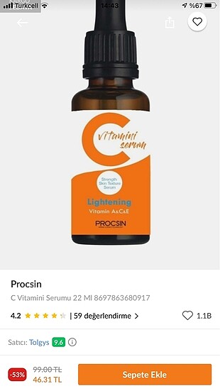 VICHY C vitamini serum