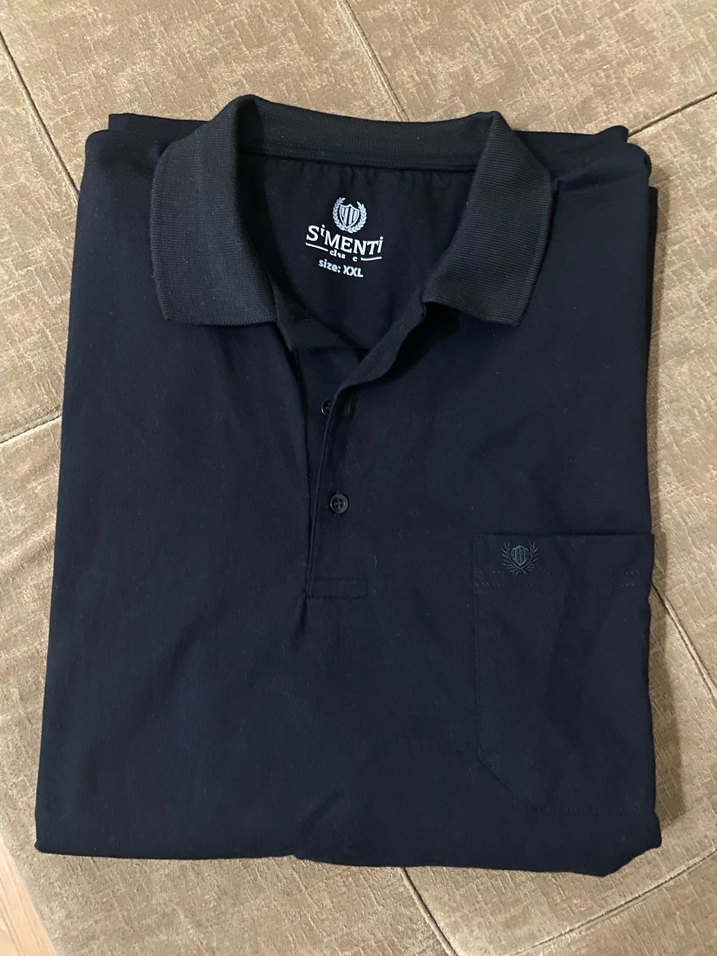 Erkek Siyah Pamuklu Polo Tişört - Görsel 3