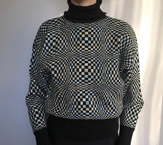 Diğer Dama desen vintage kazak