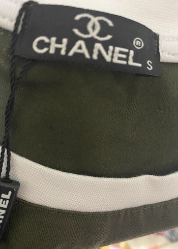 m Beden Haki Renkli Kadın Baskılı Tişört chanel