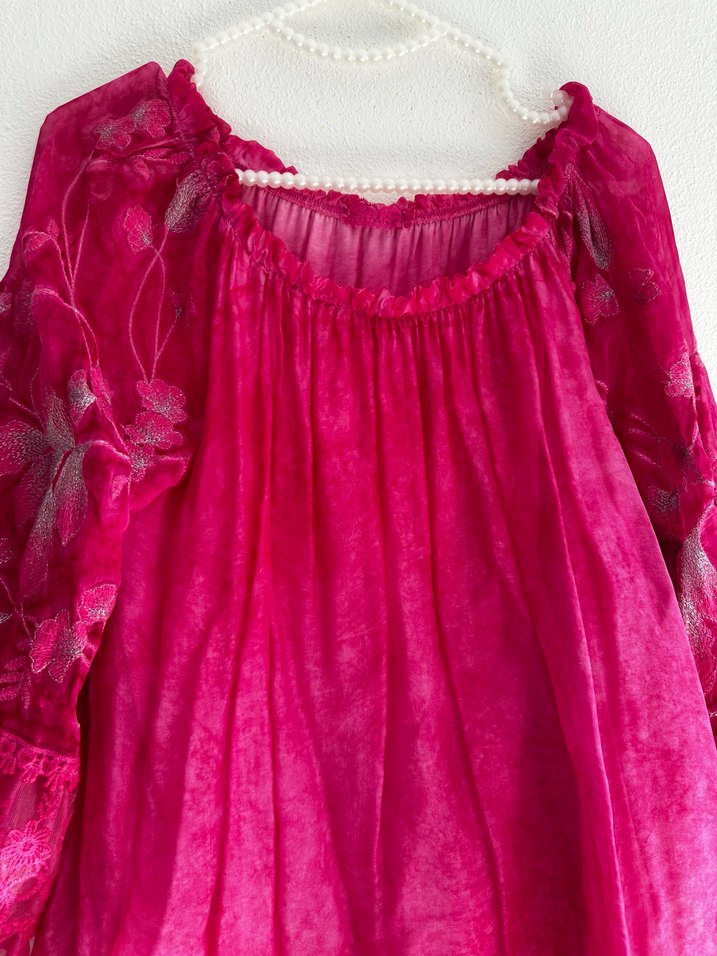 Dantel Detaylı Pembe bluz - Görsel 2