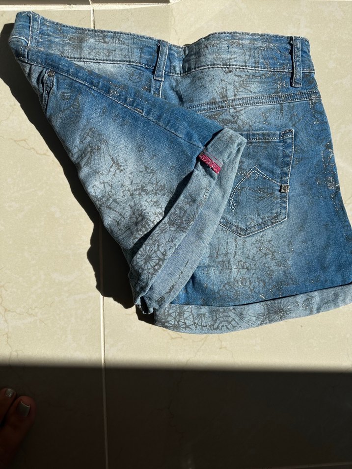 Kadın Mavi Bağlamalı Mini Denim Şort - Görsel 5