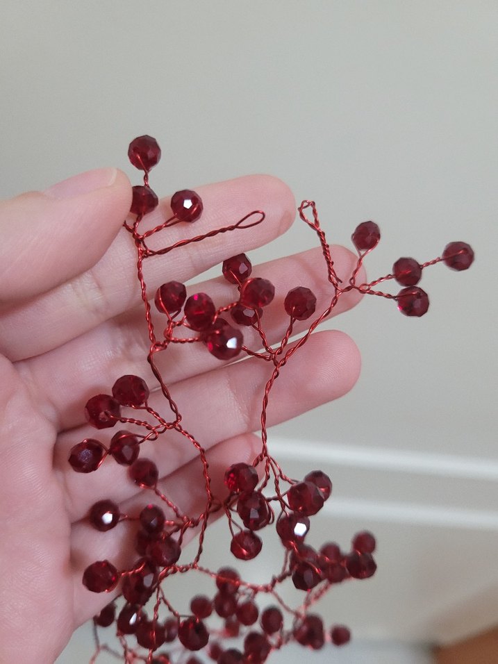 Bordo Boncuklu Bohem Saç Aksesuarı - Görsel 3