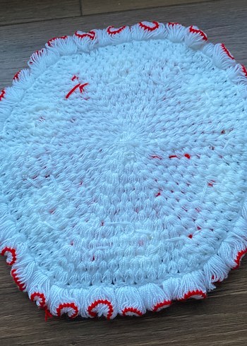 Kırmızı Beyaz Çiçekli El Örgüsü banyo lifi - Görsel 3