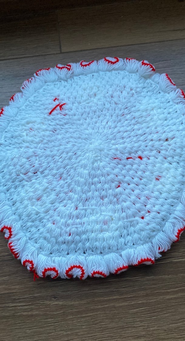 Kırmızı Beyaz Çiçekli El Örgüsü banyo lifi - Görsel 3