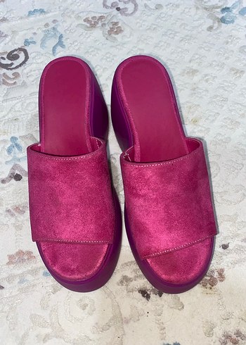 Limeo Fuşya Süet Kalın Topuklu Platform - Görsel 5