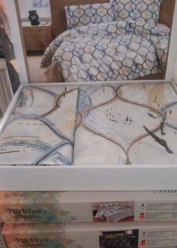 Gri Beyaz Desenli Nevresim Takımı