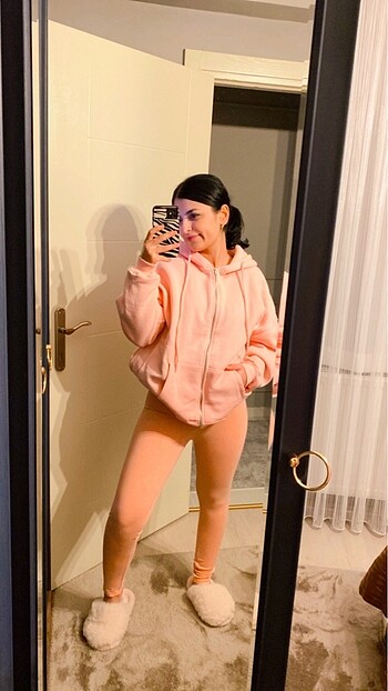 m Beden Addax hırka sweat toz pembe