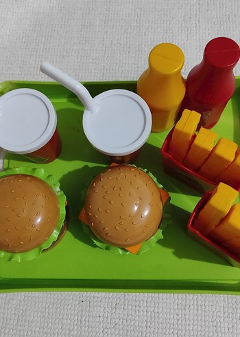 Renkli Oyuncak Hamburger ve Patates Seti