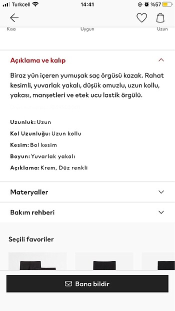 H&M Saç örgüsü kazak