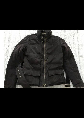 Zara Zara Kemerli Siyah kadife Kadın Mont