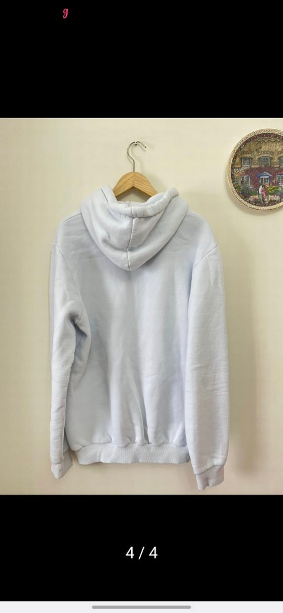 Zara Beyaz Kapüşonlu Salaş Sweatshirt - Görsel 4