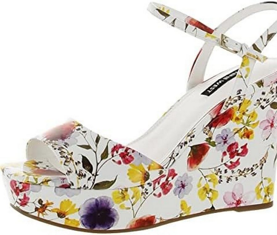 Nine West 6 M  Beyaz Çiçekli Platform Topuklu Sandalet - Görsel 3