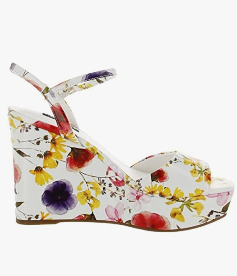 Nine West 6 M  Beyaz Çiçekli Platform Topuklu Sandalet - Görsel 2