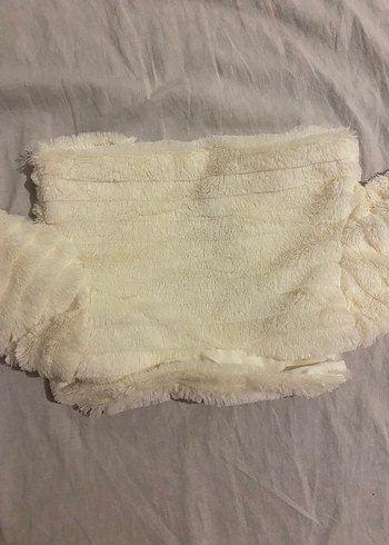 Beyaz Kadın Kürk Detaylı Midi Ceket - Görsel 4