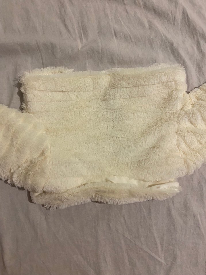 Beyaz Kadın Kürk Detaylı Midi Ceket - Görsel 4