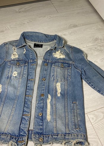 Düğmeli Mavi Denim Kadın Ceket - Görsel 2
