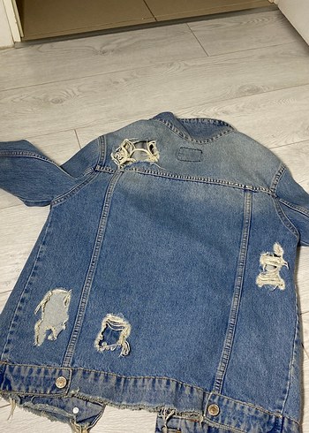 Düğmeli Mavi Denim Kadın Ceket - Görsel 5