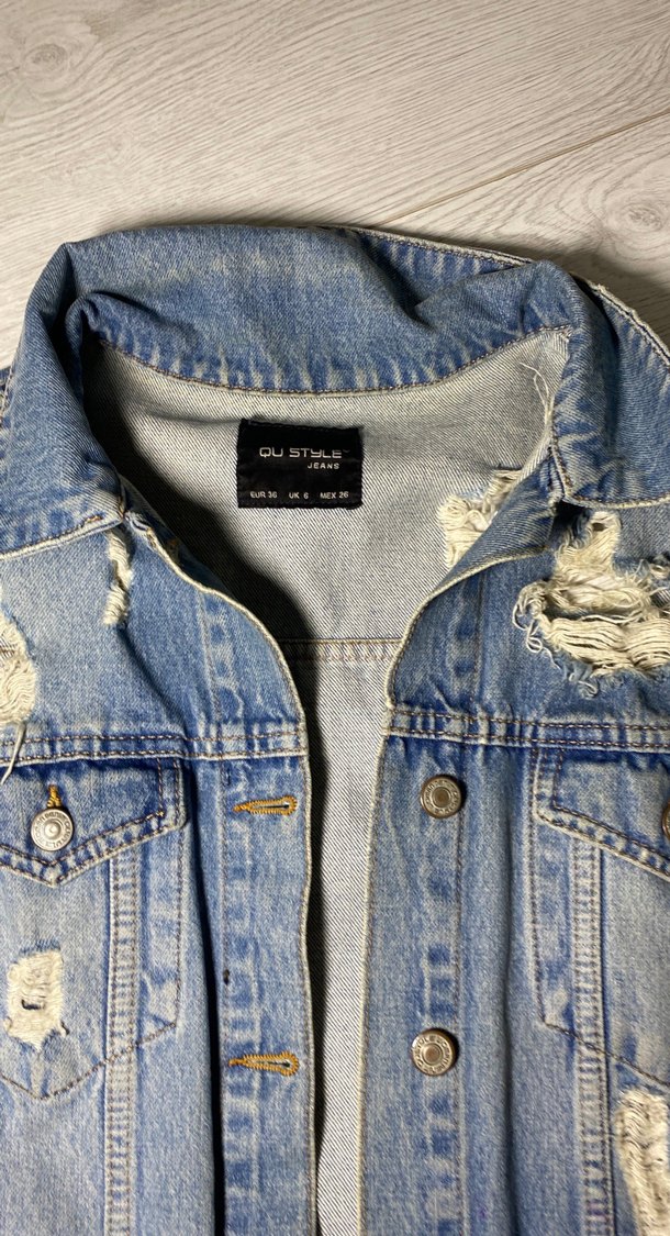 Düğmeli Mavi Denim Kadın Ceket - Görsel 3