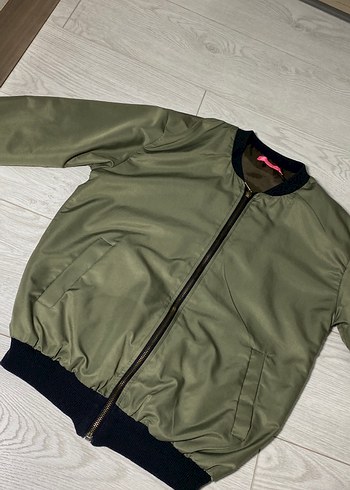 Parlak Yeşil Kadın Fermuarlı Ceket - Görsel 2