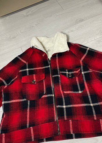 Kırmızı Ekose Düğmeli Kadın Gömlek - Görsel 2