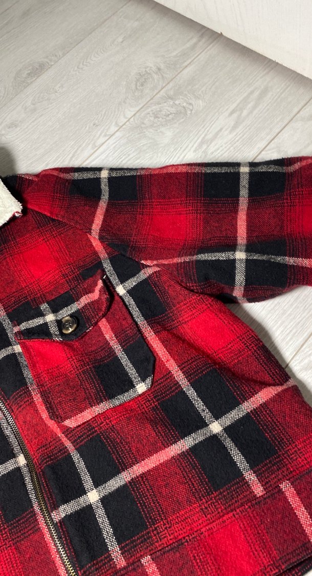 Kırmızı Ekose Düğmeli Kadın Gömlek - Görsel 4