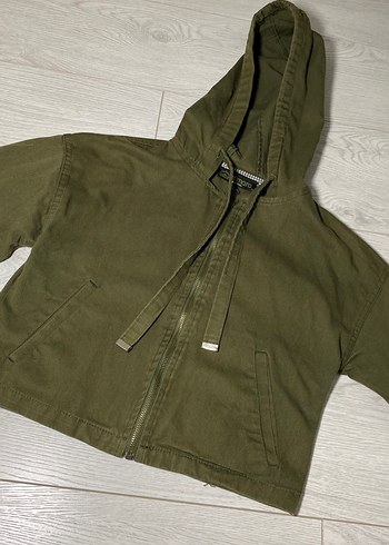 Kapüşonlu Haki Kadın Keten Ceket - Görsel 2