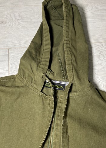 Kapüşonlu Haki Kadın Keten Ceket - Görsel 4