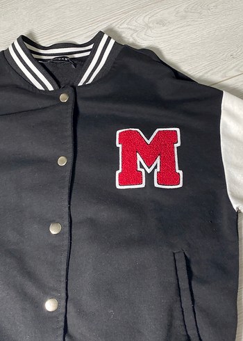 kadın Siyah Beyaz Düğmeli Streetwear Ceket - Görsel 2