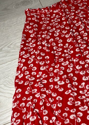 Kırmızı Volanlı Uzun Midi Etek - Görsel 2