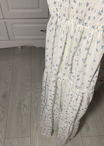 Beyaz Bohem Uzun Elbise - Görsel 3