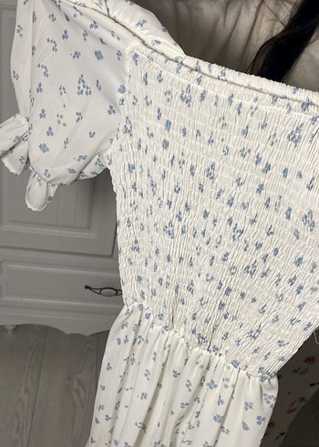 Beyaz Bohem Uzun Elbise - Görsel 2