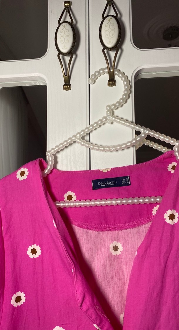 Düğmeli Bohem Pembe Midi Elbise - Görsel 3