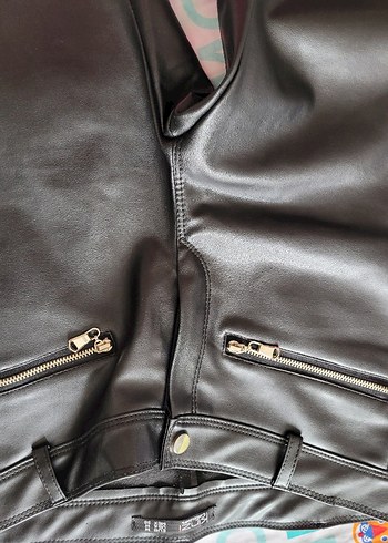 Kadın Siyah Deri Pantolon - Görsel 6