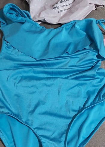 Tek Omuzlu Fırfırlı Mavi Mayo 42 44 uyumlu - Görsel 5