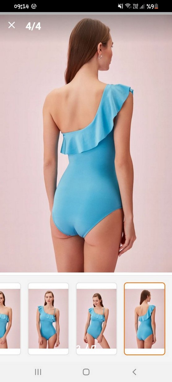 Tek Omuzlu Fırfırlı Mavi Mayo 42 44 uyumlu - Görsel 2