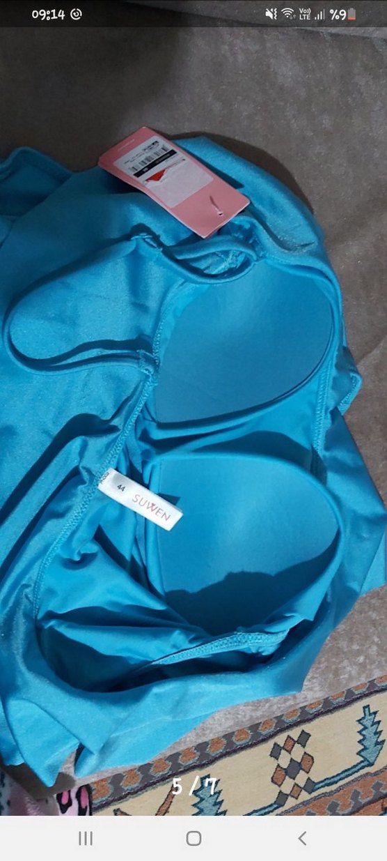 Tek Omuzlu Fırfırlı Mavi Mayo 42 44 uyumlu - Görsel 4