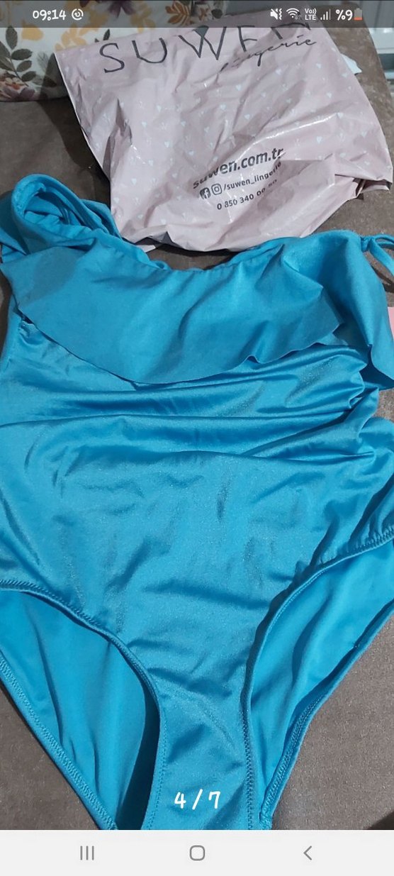 Tek Omuzlu Fırfırlı Mavi Mayo 42 44 uyumlu - Görsel 5