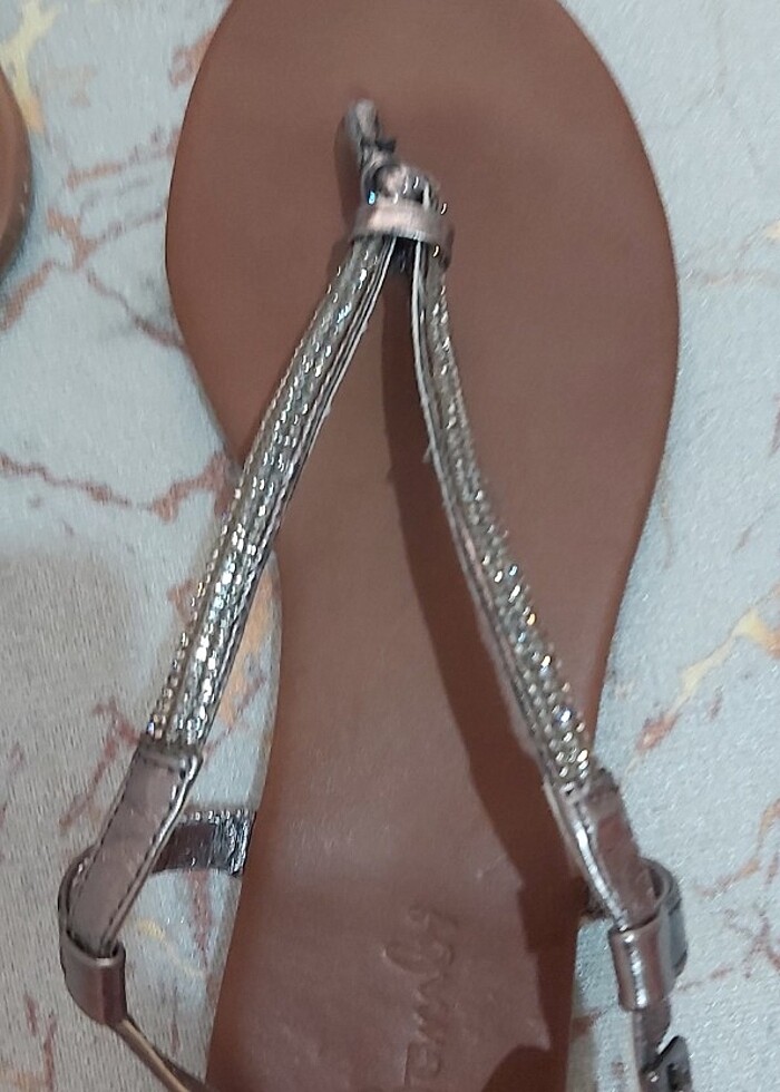 Taşli deri sandalet - Görsel 4