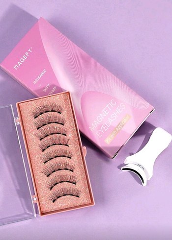 Mıknatıslı Bej Takma Kirpik Seti - Görsel 3