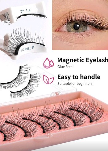 Mıknatıslı Bej Takma Kirpik Seti - Görsel 2