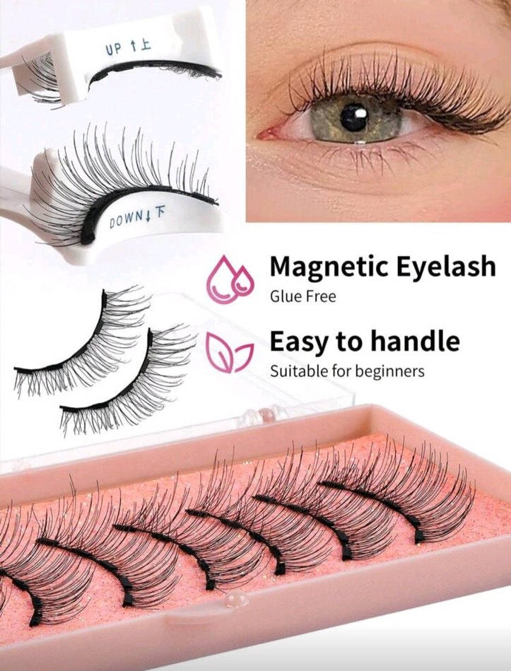 Mıknatıslı Bej Takma Kirpik Seti - Görsel 2