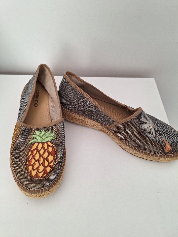 Boncuklu Nakışlı Bohem Hasır Taban  Espadril - Görsel 4