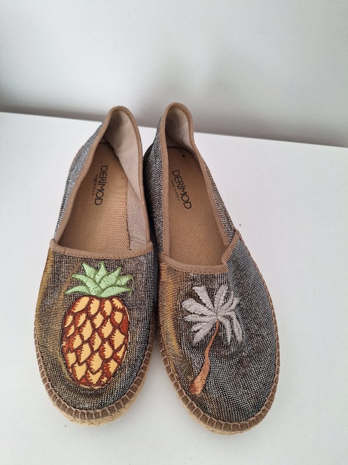 Boncuklu Nakışlı Bohem Hasır Taban  Espadril - Görsel 3