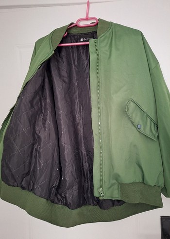 Kadın Yeşil Fermuarlı Street Wear Ceket - Görsel 2